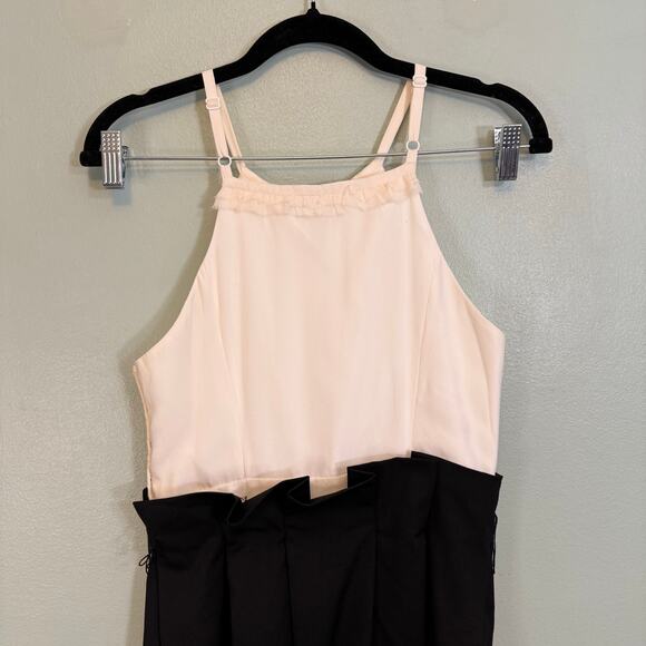 BCBG Maxazria Sheath Dress Women 4 Cream Black Silk Halter Bead Evening Cocktail - Picture 6 of 9